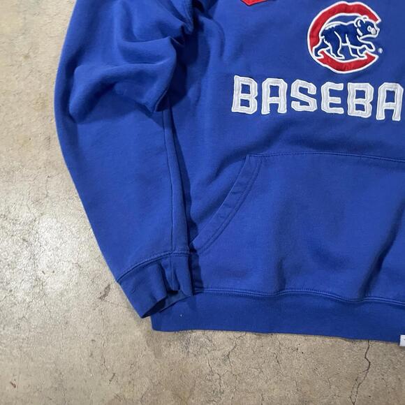 Vintage Chicago Cubs Hoodie Mens M Blue Sweatshirt MLB Baseball Team Logo Y2K - Picture 2 of 7
